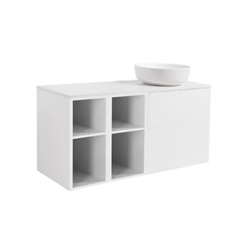 Tvättställsskåp Alterna Isella med Öppen Förvaring, Bänkskiva och Ovanpåliggande Tvättställ