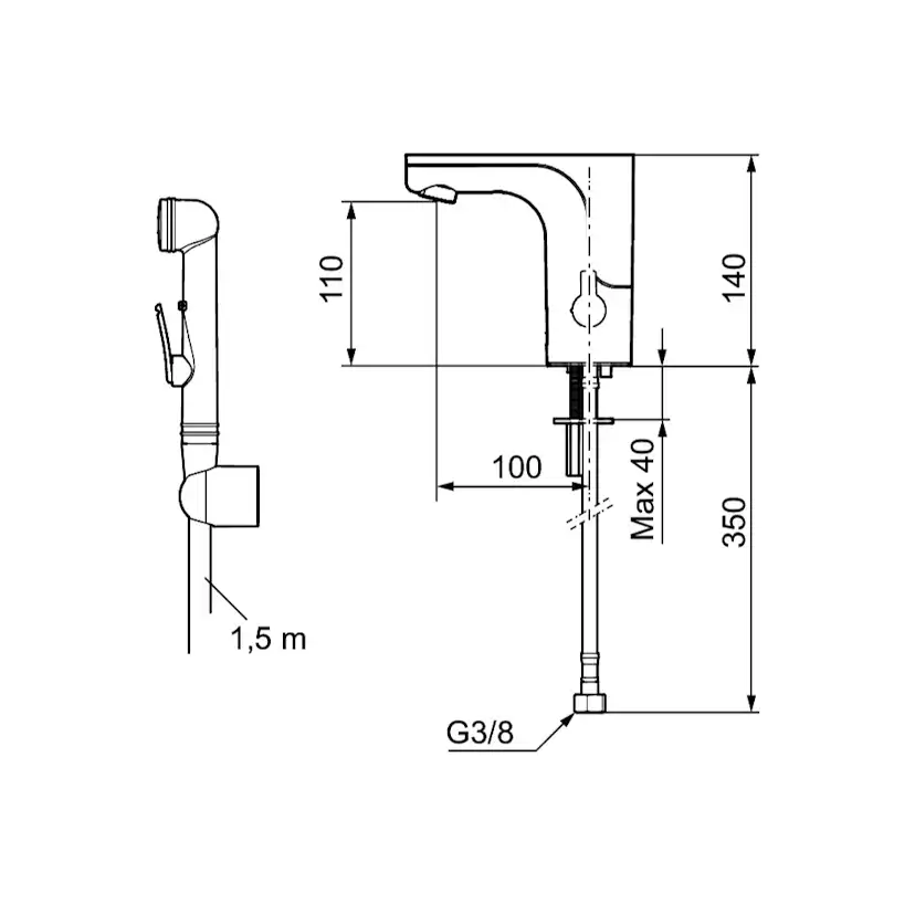 Tvättställsblandare Mora MMIX Tronic Beröringsfri med Handdusch