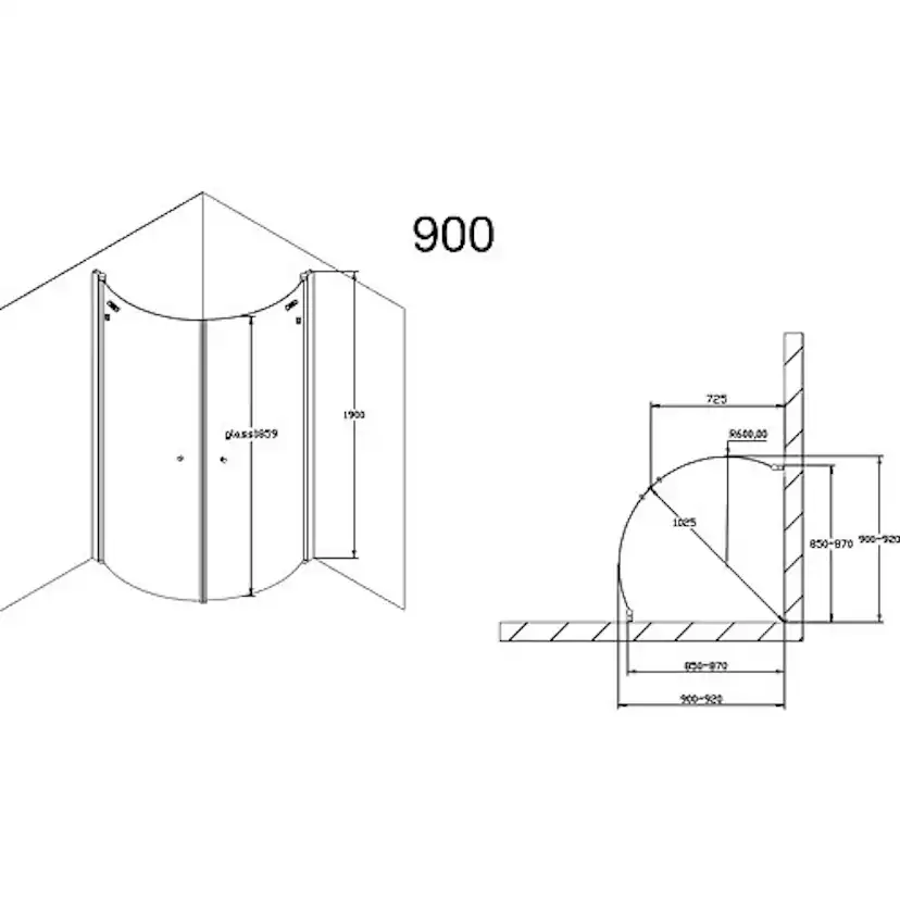 Duschhörn Arrow Basic Round Klarglas