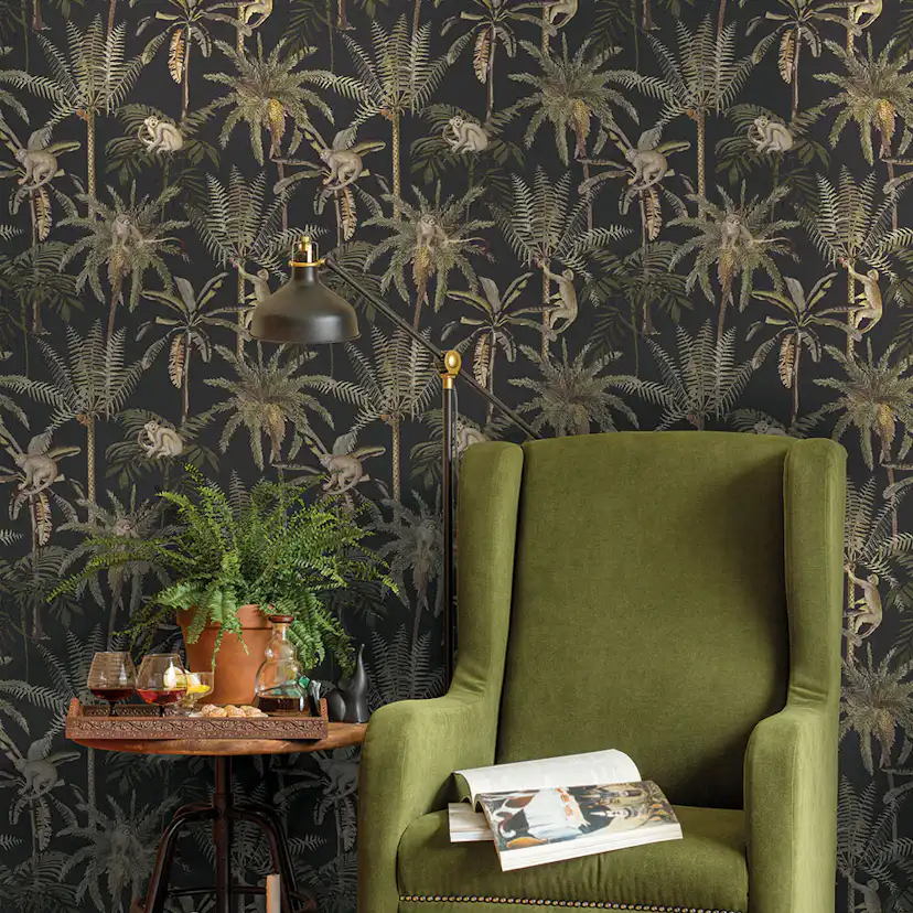 Tapet Holden Utopia II Ateles Charcoal 91102 Non Woven, Mönstrad Svart