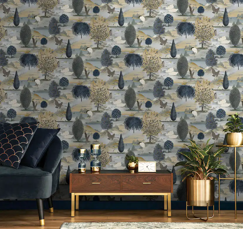 Tapet Holden Xanadu Tundra Navy Ochre 91532