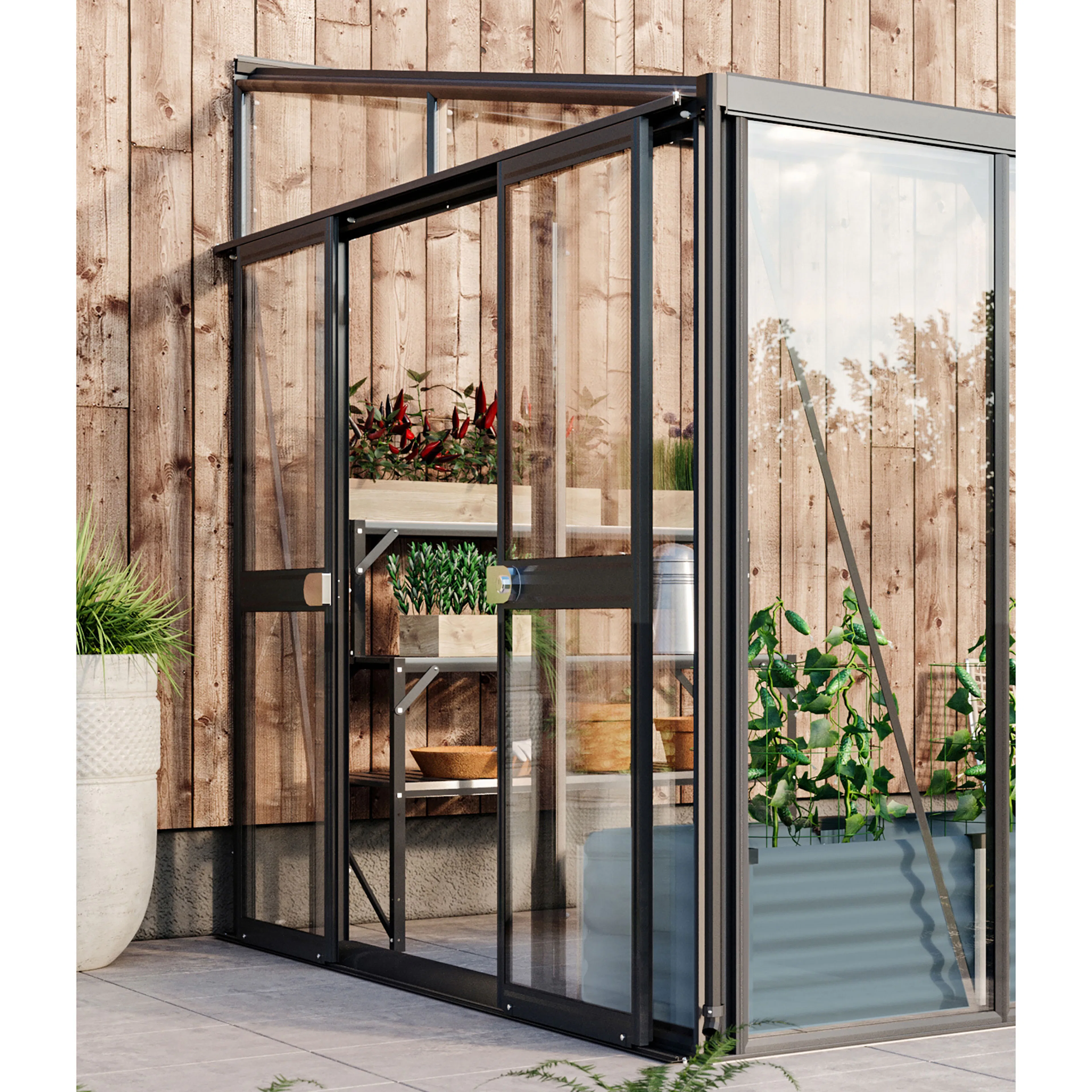 Dubbeldörrar Vitavia till Växthus Helena