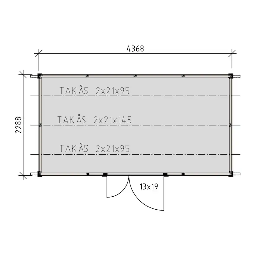 Förråd Vibostugan Finnstorp 10m² Redskapsbod i Trä med Sadeltak