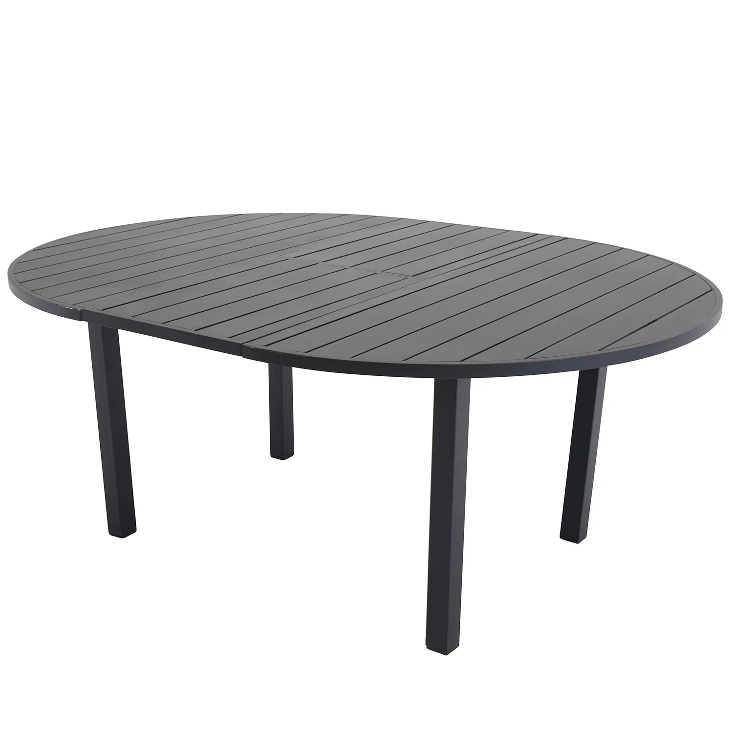 Utebord Venture Home Marbella Förlängningsbart Aluminiumbord, Ovalt Ø 140 cm Svart