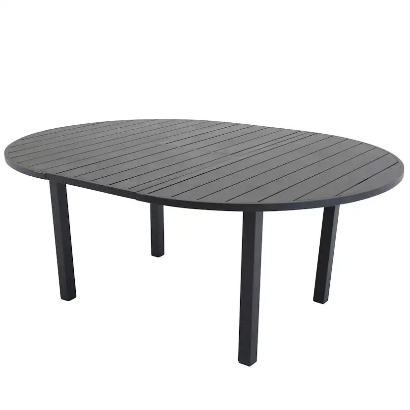 Utebord Venture Home Marbella Förlängningsbart Aluminiumbord, Ovalt Ø 140 cm Svart