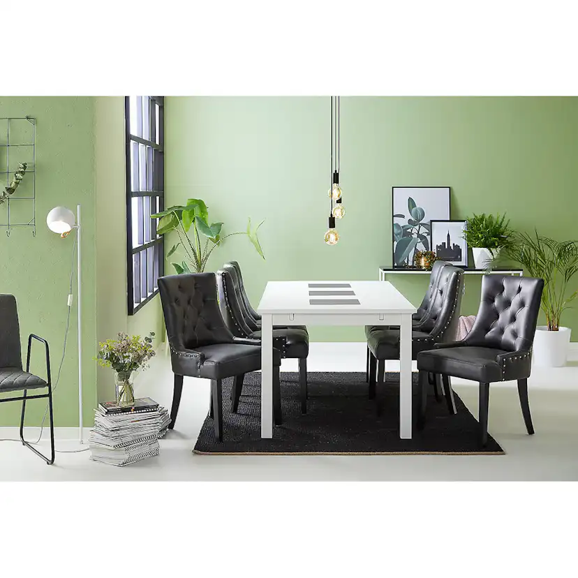 Matgrupp In Living Jasmin 180 cm med 6 Tuva Fåtölj Vit/Svart
