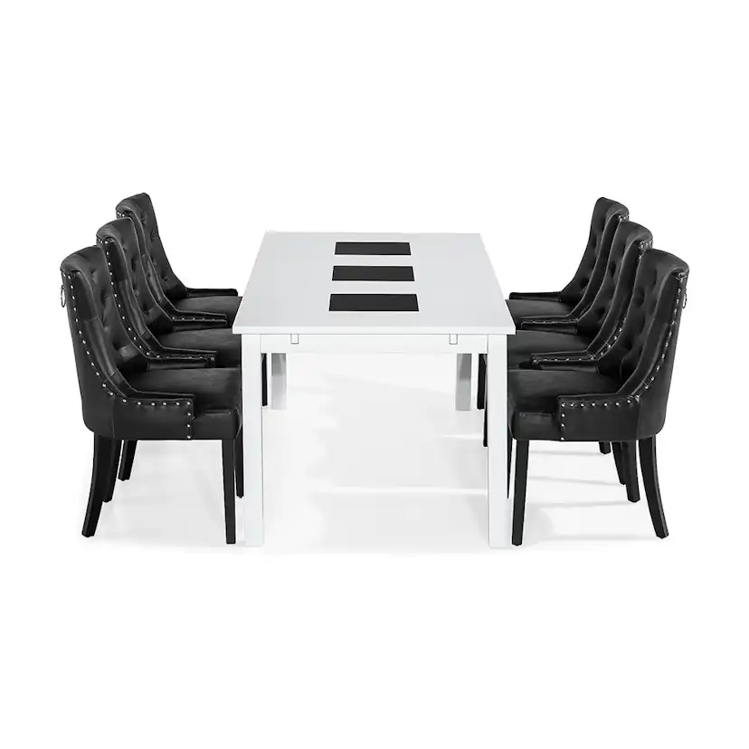 Matgrupp In Living Jasmin 180 cm med 6 Tuva Fåtölj Vit/Svart