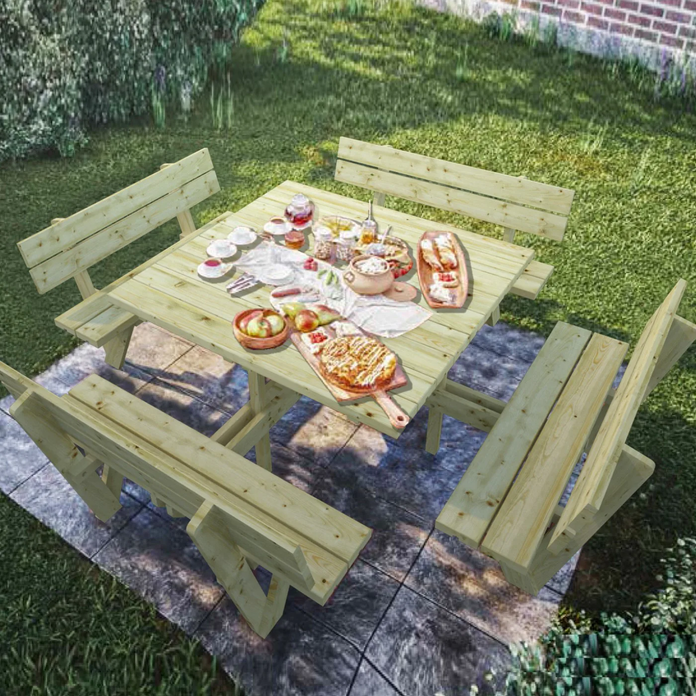 Picknickbord Palmako Arthur med Ryggstöd Utomhus