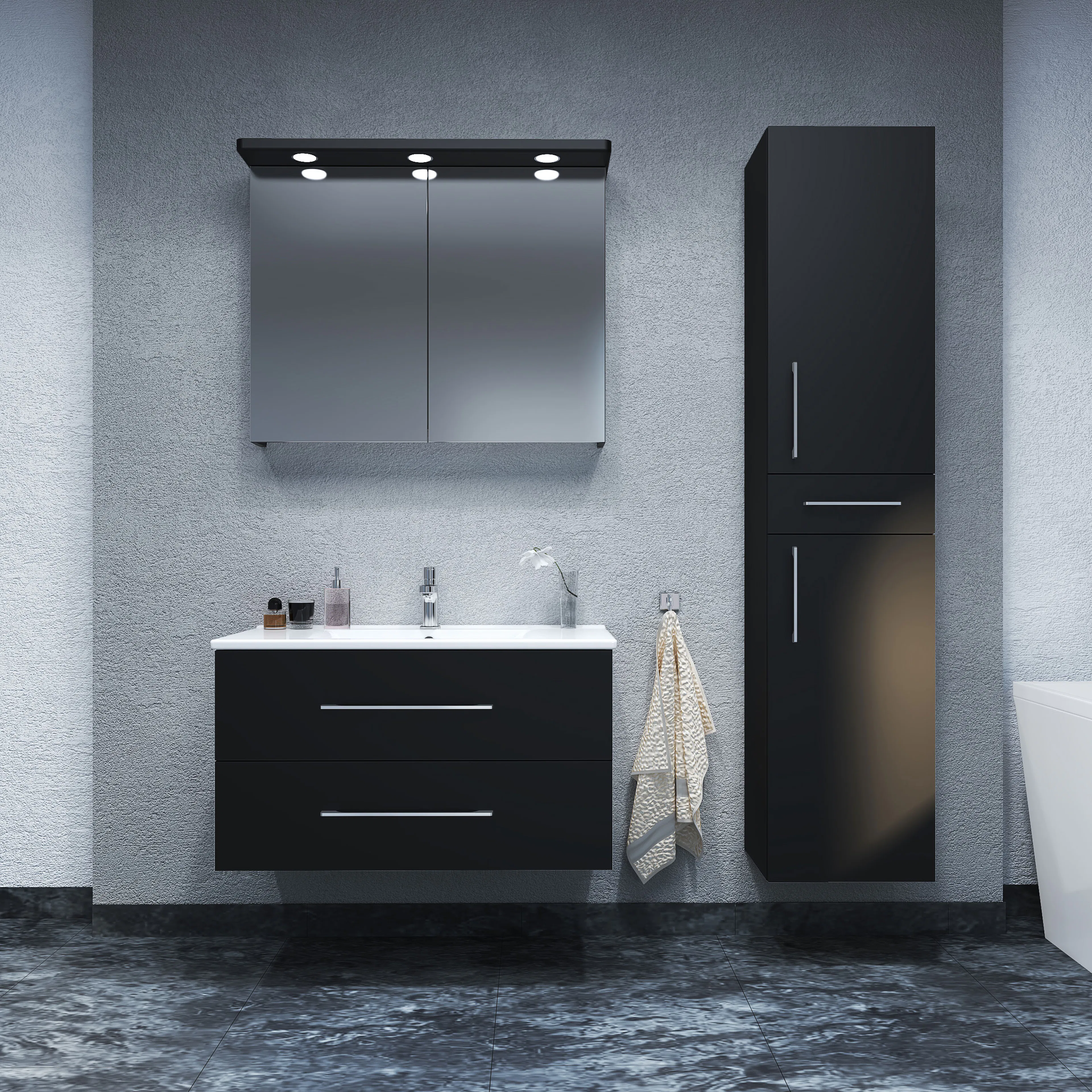 Tvättställsskåp Arredo Spirit Svart