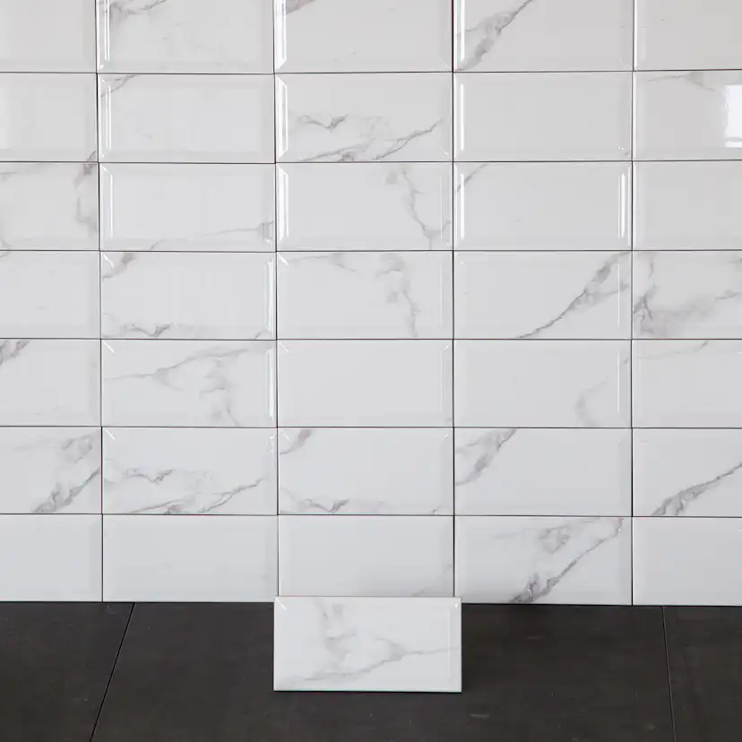 Kakel Arredo Carrara Metro Biselado Vit 10x20 cm