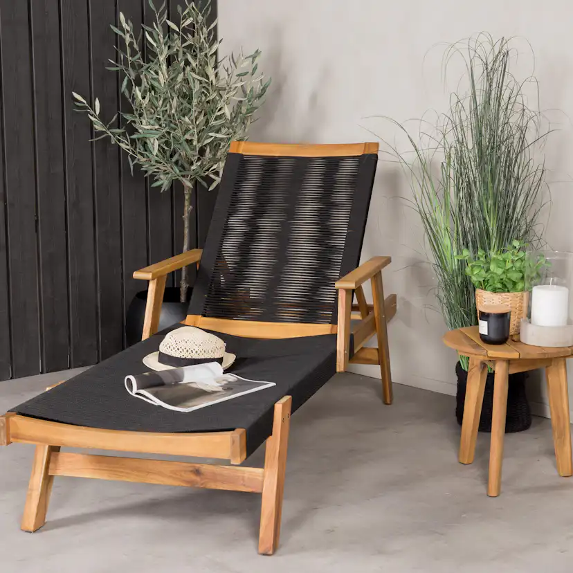 Solsäng Venture Home Little John Justerbart Ryggstöd, Svart/Akacia