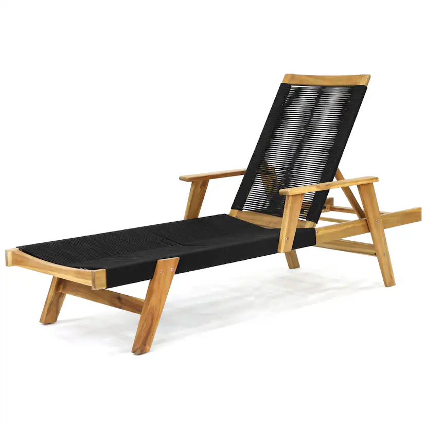 Solsäng Venture Home Little John Justerbart Ryggstöd, Svart/Akacia