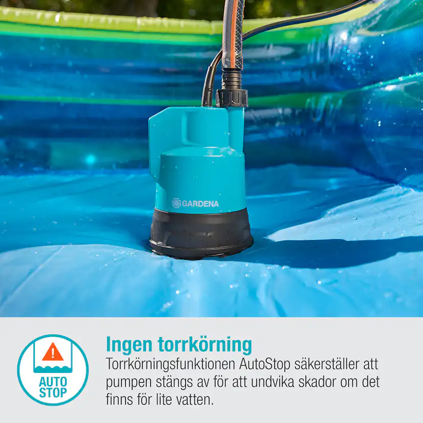 Dränkbar pump Gardena för Rent Vatten 2000/2 18V P4A Set (2,5Ah batteri + standardladdare)