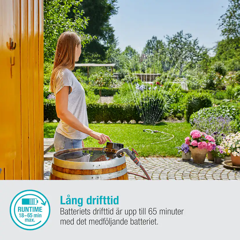 Pump Gardena för Regnvattentunna 2000/2 18V P4A Set (2,5Ah batteri + standardladdare)