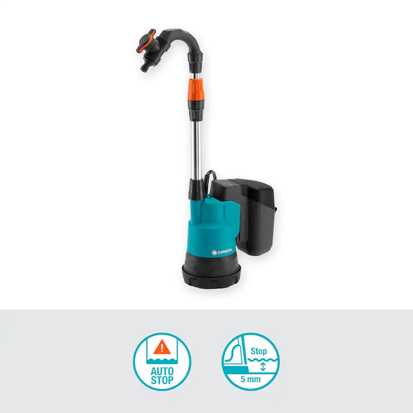 Pump Gardena för Regnvattentunna 2000/2 18V P4A Set (2,5Ah batteri + standardladdare)