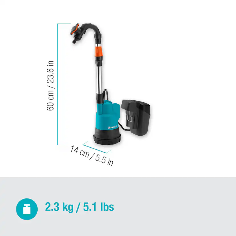 Pump Gardena för Regnvattentunna 2000/2 18V P4A utan Batteri