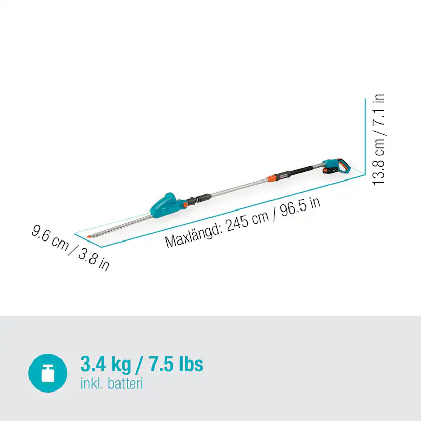 Teleskopisk Häcksax Gardena THS 42/18V P4A Komplett (2,5Ah batteri + standardladdare)