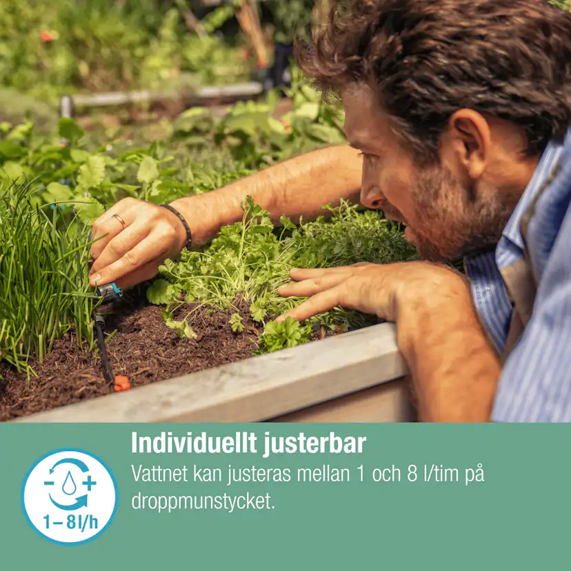 Droppspridare Gardena Micro-Drip Inline Ställbar Tryckreglerande