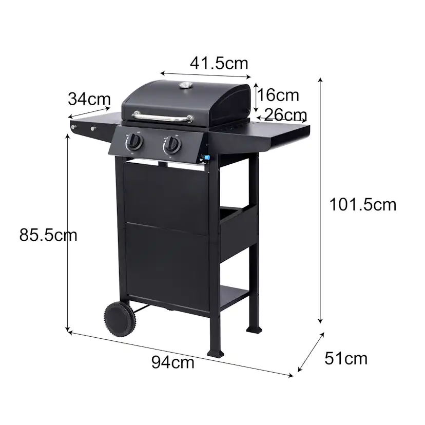 Gasolgrill Dose Barbeque Svart Med 2 Brännare