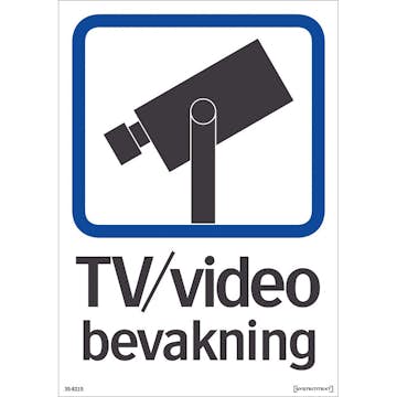 Skylt Systemtext Tv/videobevakning 148x210 mm Dekal