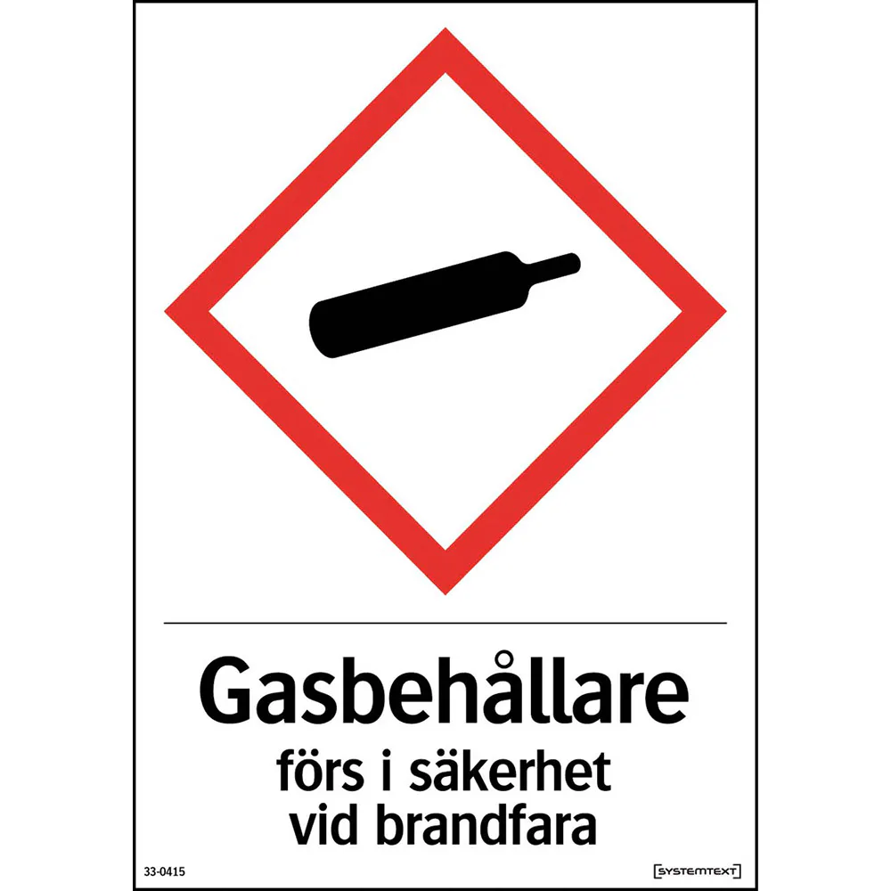 Skylt Systemtext Gasflaskor Vit Reflex