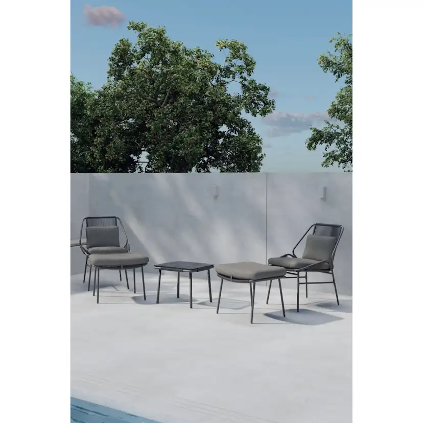 Loungeset Venture Home Zakynthos 2st Fåtöljer med Fotpall och Sidobord