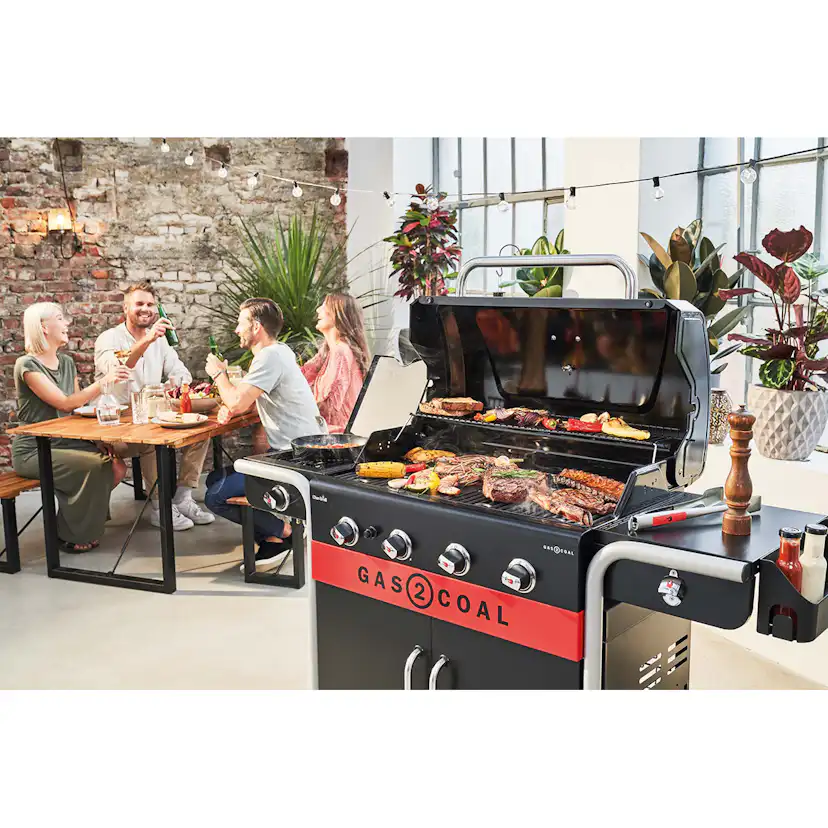 Hybridgrill Char-Broil Gas2Coal 2.0 4B, Gasolgrill/Kolgrill med 4 Brännare