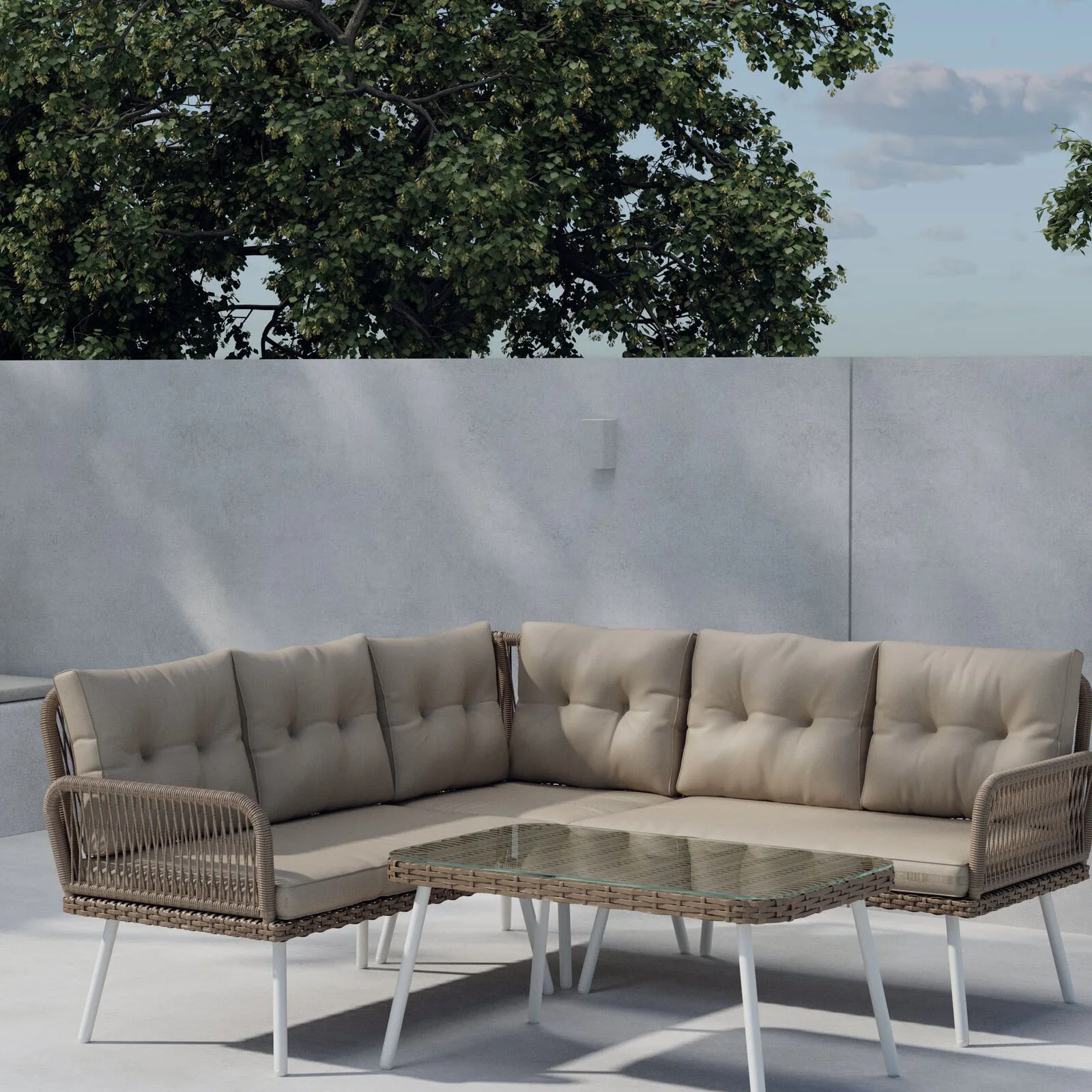 Hörnsoffgrupp Venture Home Ibiza Hörnsoffa med Soffbord och Dynor