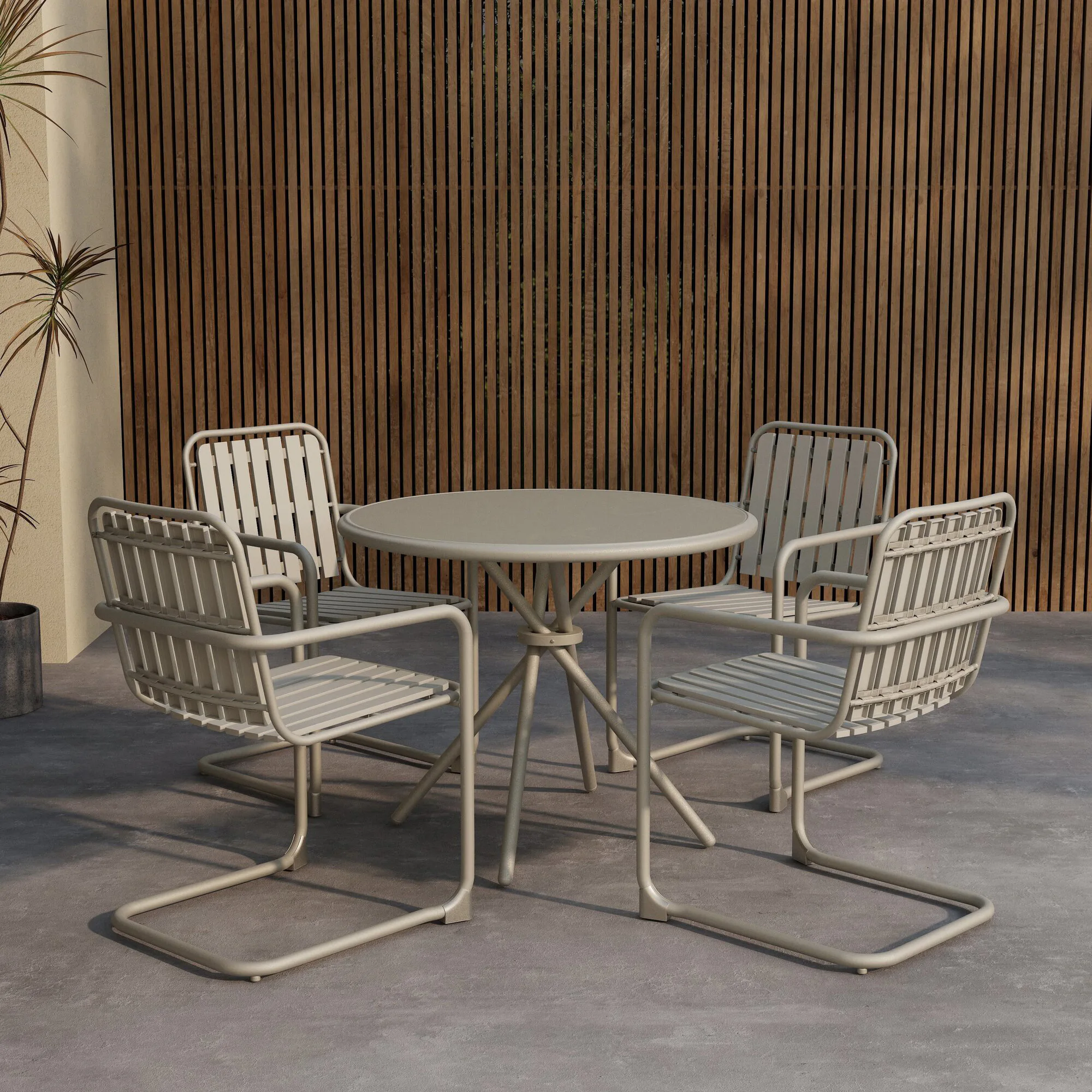 Matgrupp Utomhus Venture Home Chios 4 Stolar med Ø90cm Bord