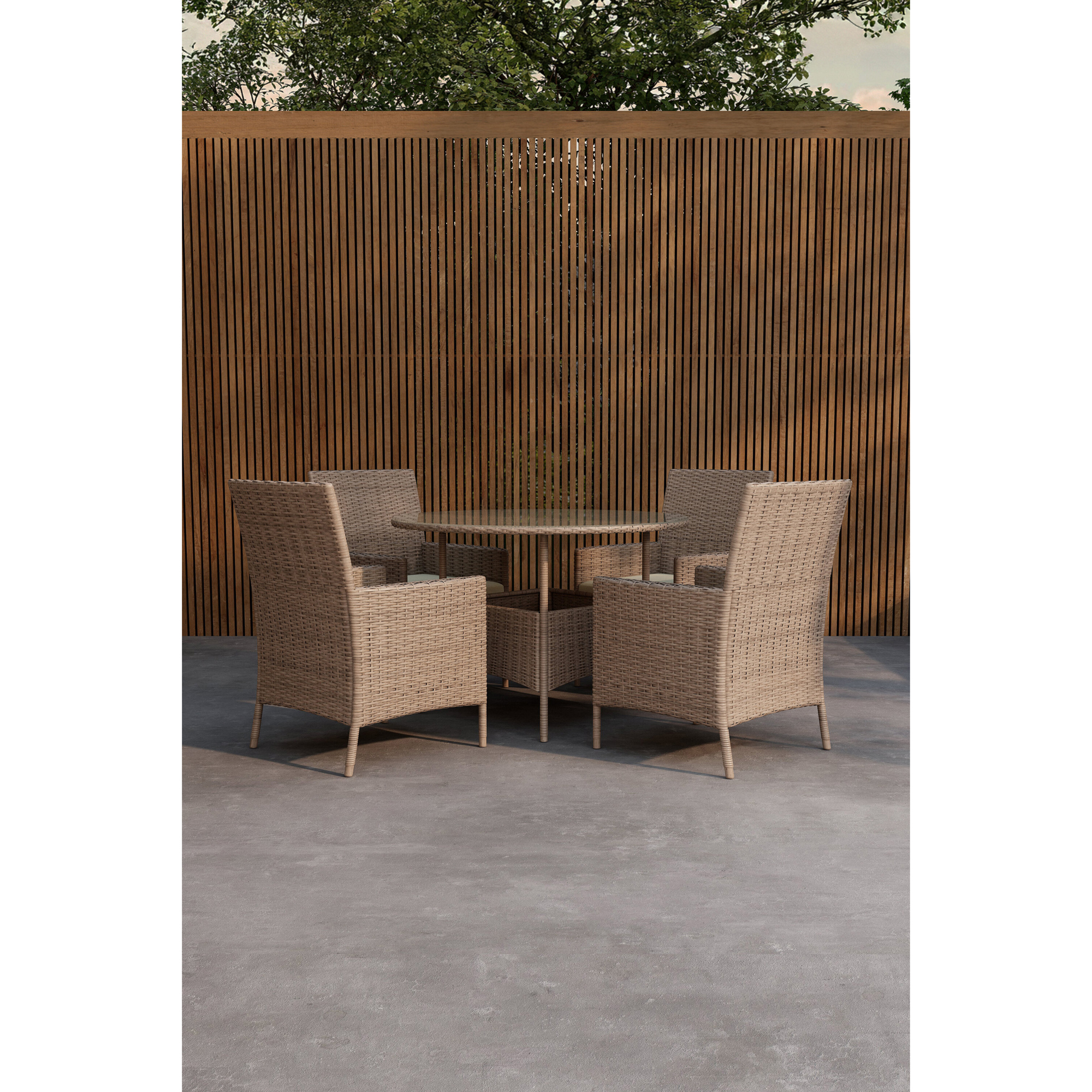 Matgrupp Utomhus Venture Home Lefkas Runt Bord med 4st stolar