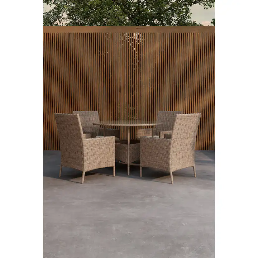 Matgrupp Utomhus Venture Home Lefkas Runt Bord med 4st stolar