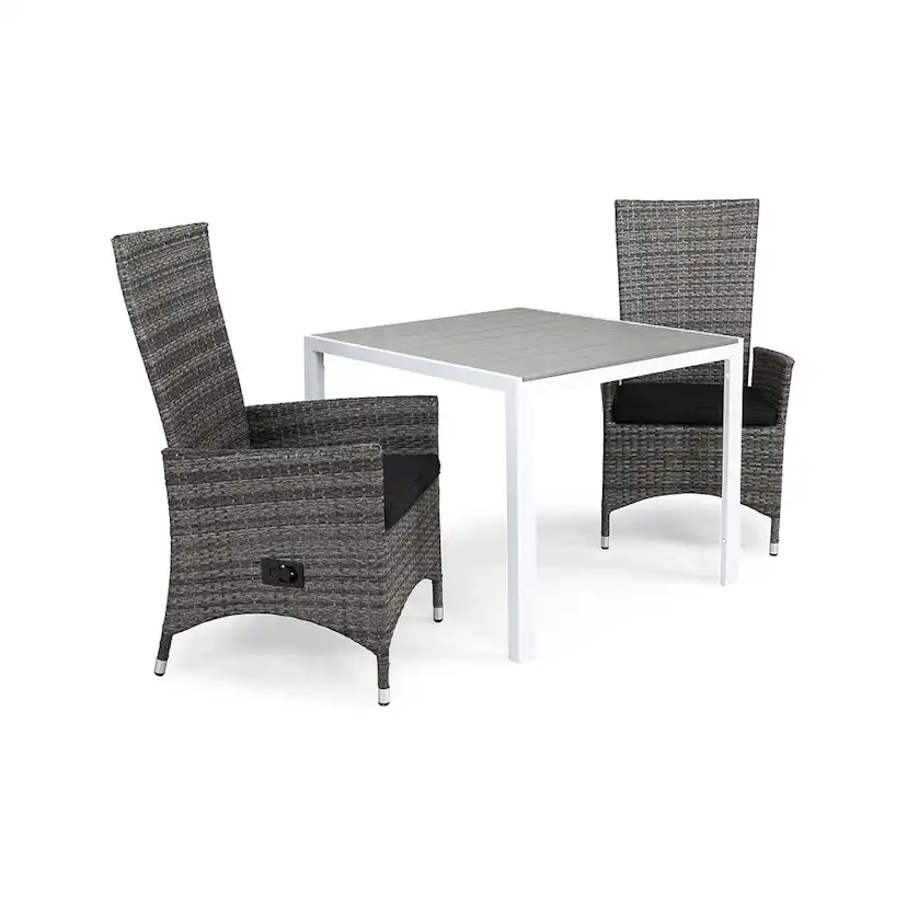 Matgrupp Utomhus Comfort Garden Tunis 90 med 2 Ställbara Utefåtöljer Jenny