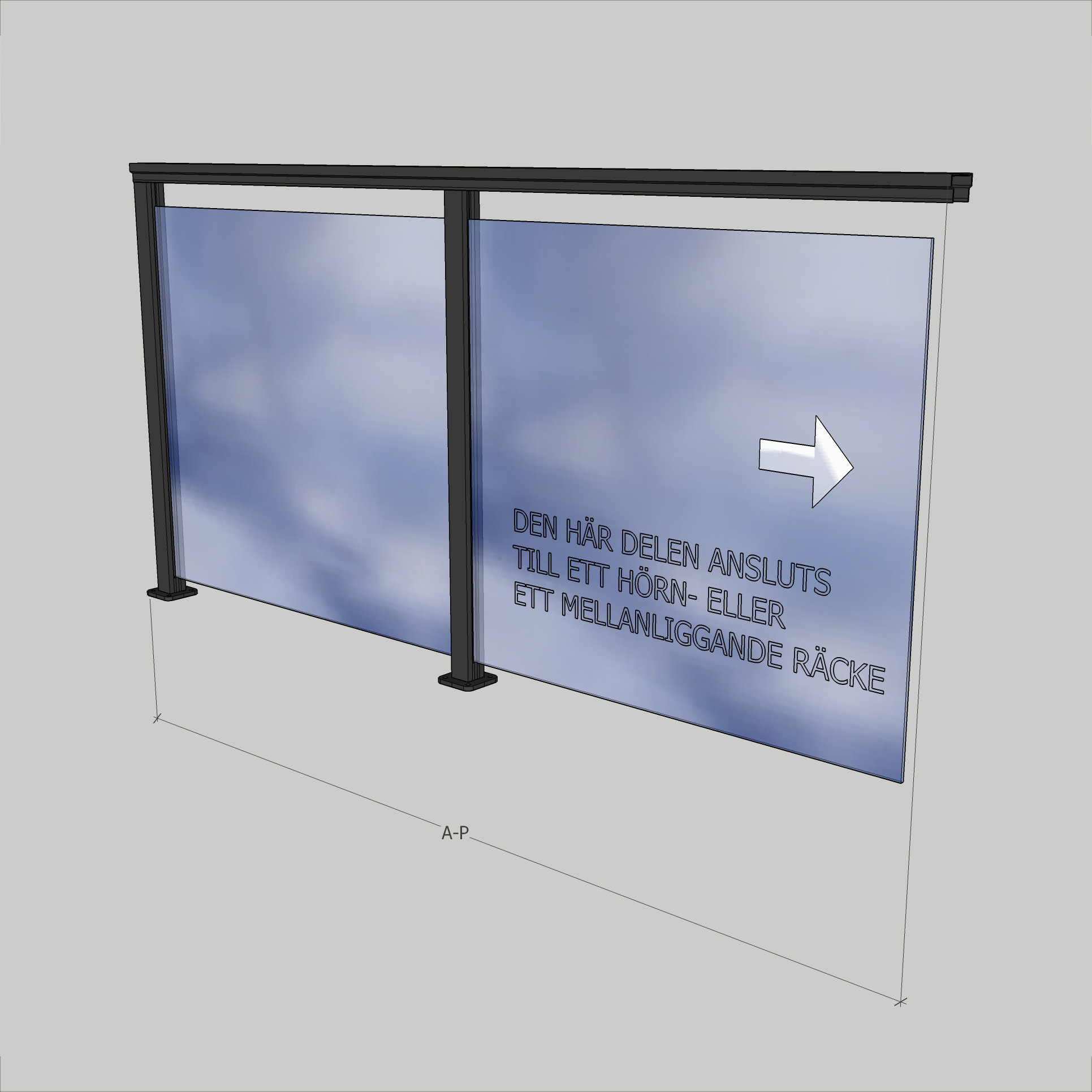 Glasräcke Novoroom Komplett Sektion A-P