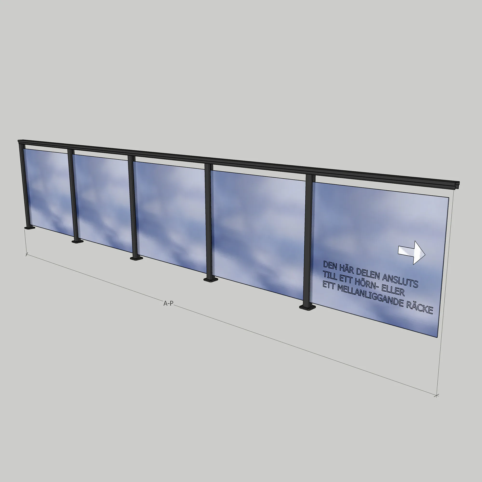 Glasräcke Novoroom Komplett Sektion A-P