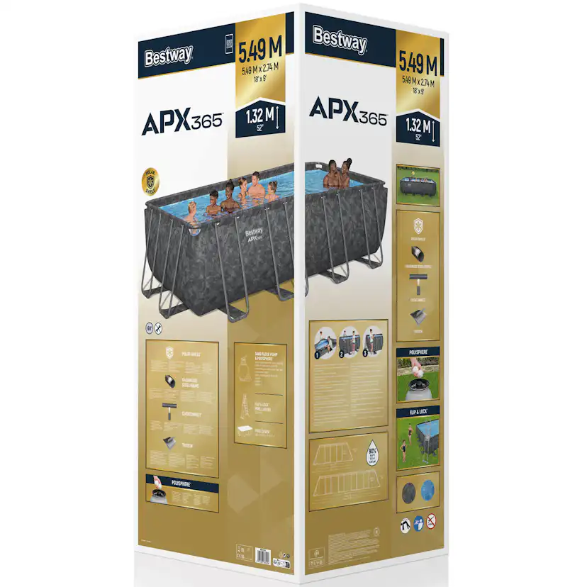 Ovanmarkpool Bestway APX 365 Rektangulär 5,49 x 2,74 m