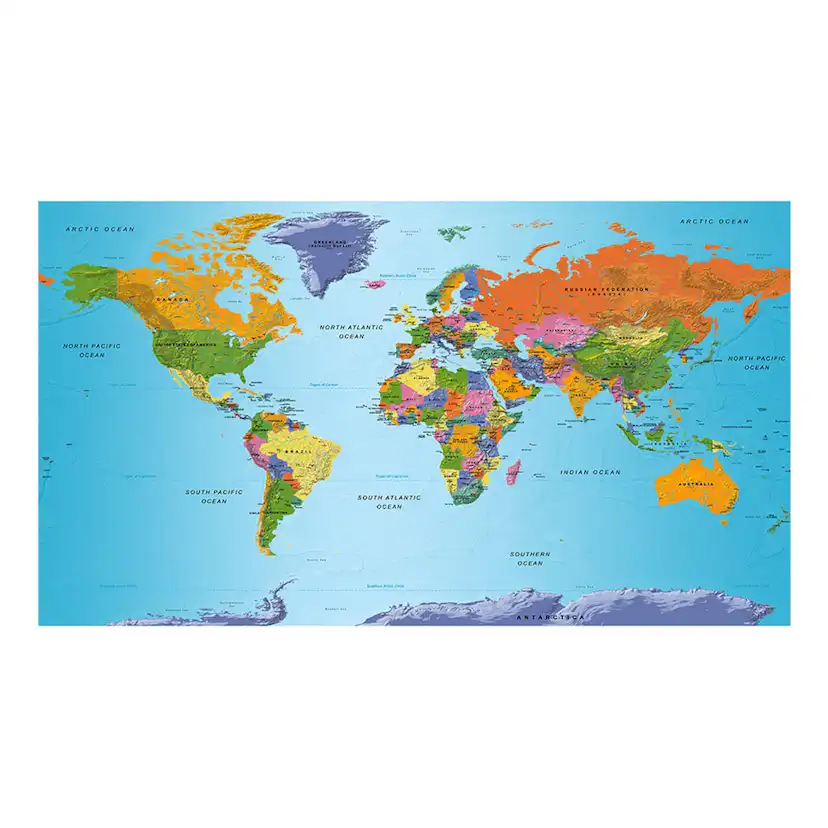 Fototapet Arkiio Självhäftande World Map Colourful Geography II 490x280