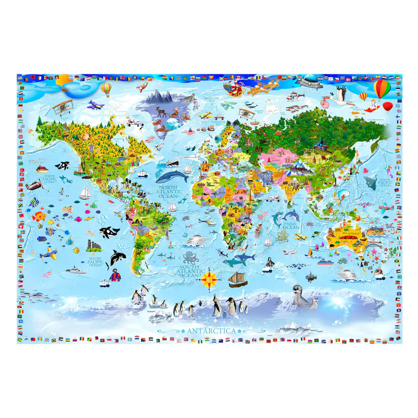 Fototapet Arkiio World Map For Kids 450x315 cm