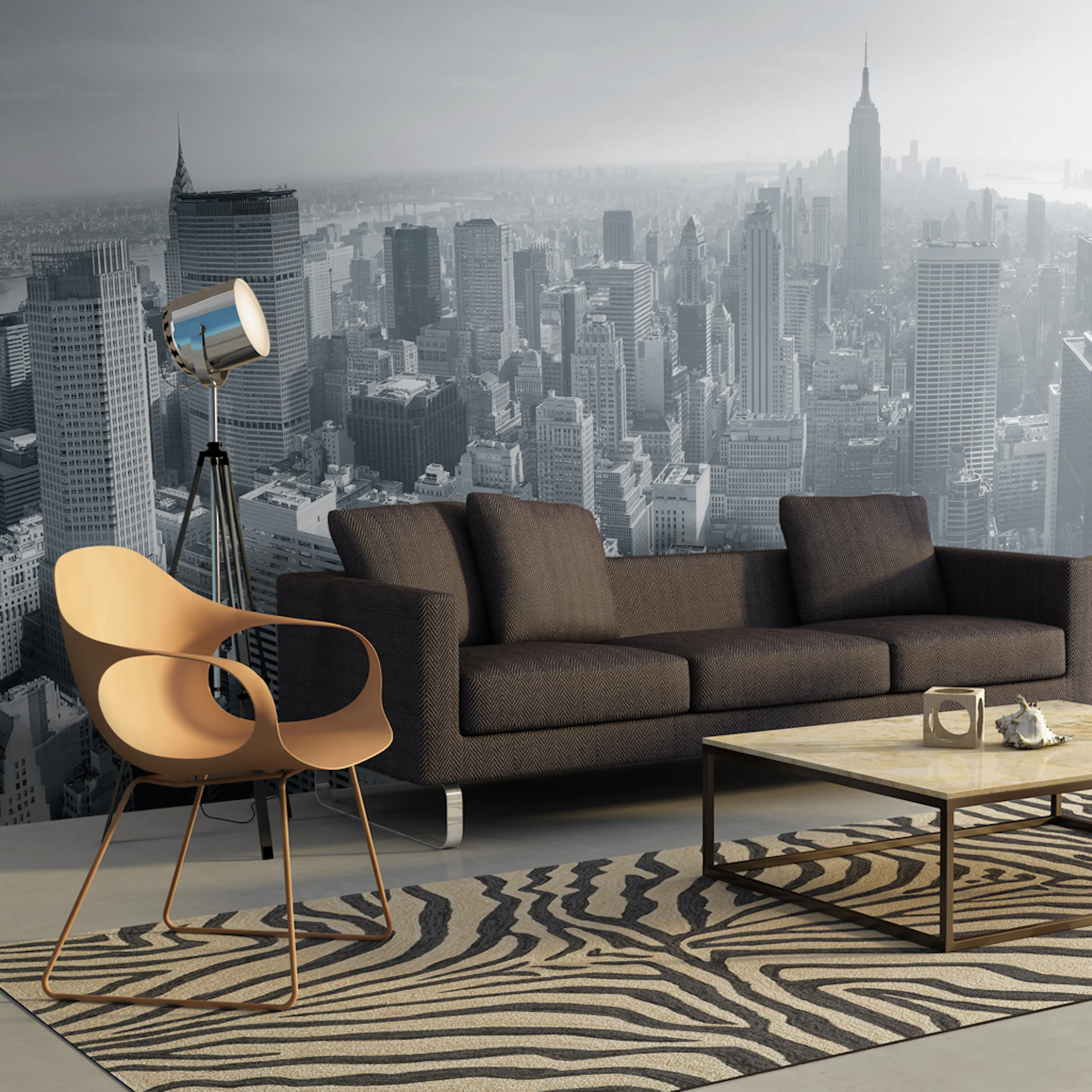 Fototapet XXL Arkiio New Yorks skyline i svart och vitt 550x270 cm