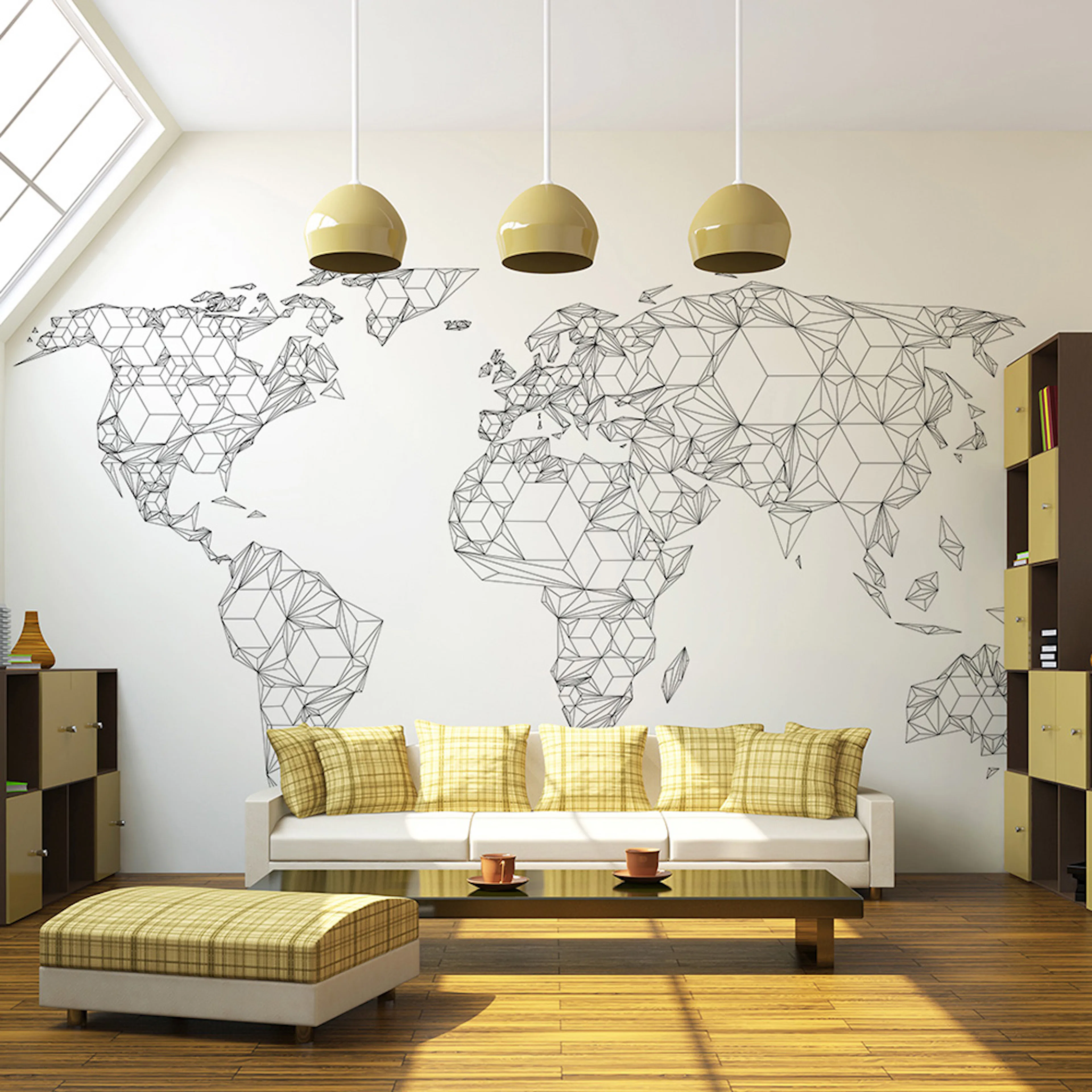 Fototapet Arkiio Map Of The World White Solids