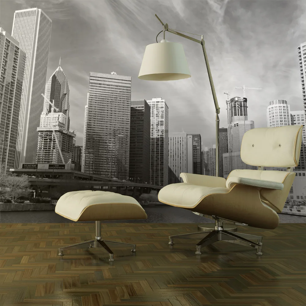 Fototapet Arkiio Chicago Skyline Svartvitt
