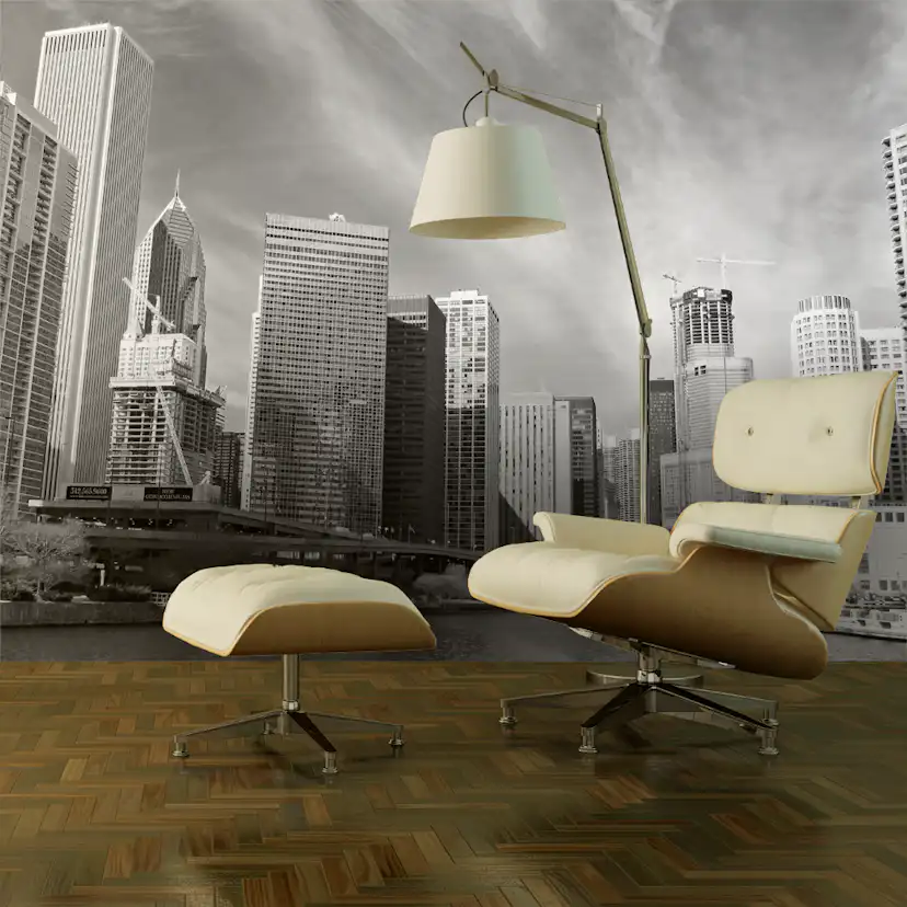 Fototapet Arkiio Chicago Skyline Svartvitt