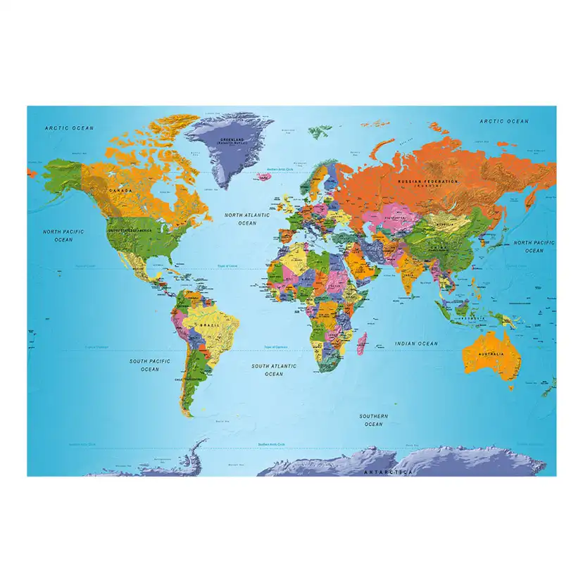 Fototapet Arkiio Självhäftande World Map Colourful Geography