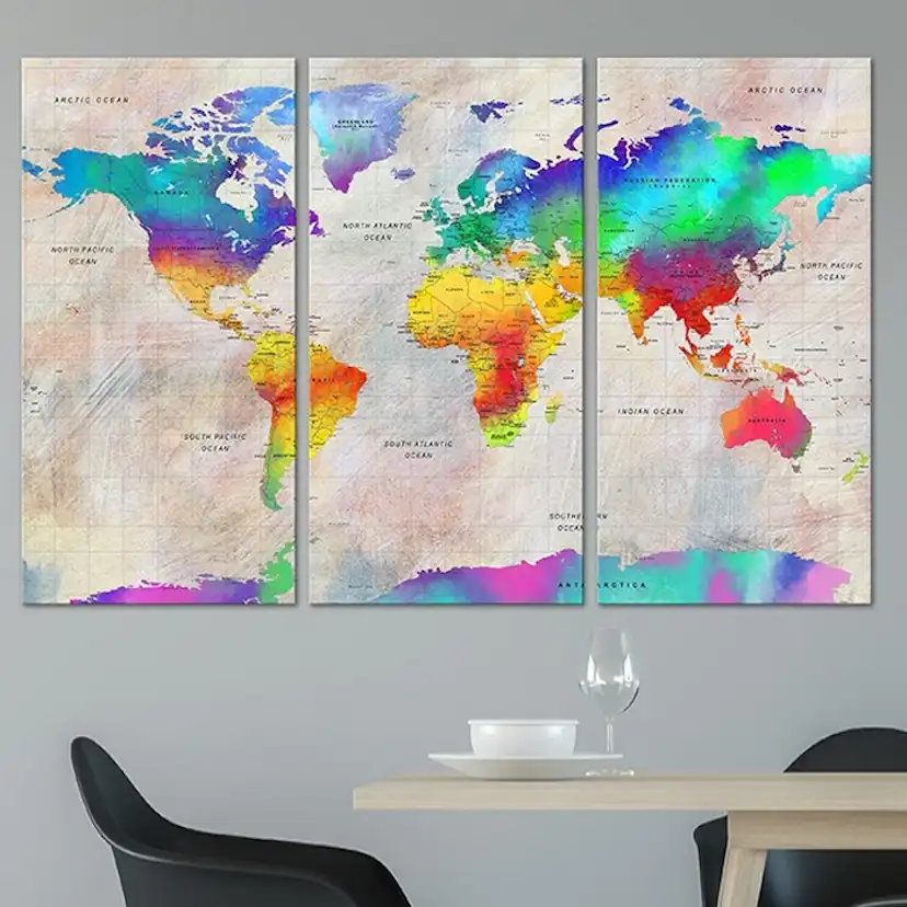 Tavla Arkiio World Map Rainbow Gradient