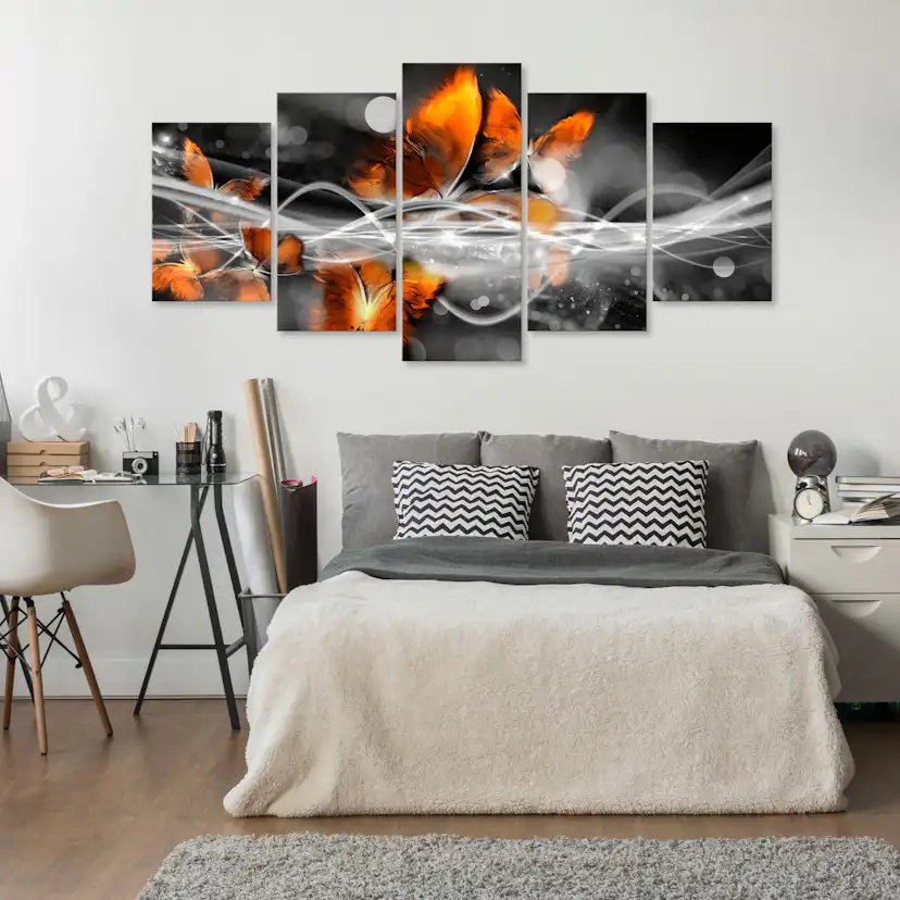 Tavla Arkiio Swarm Of Butterflies Wide Grey 5 delar