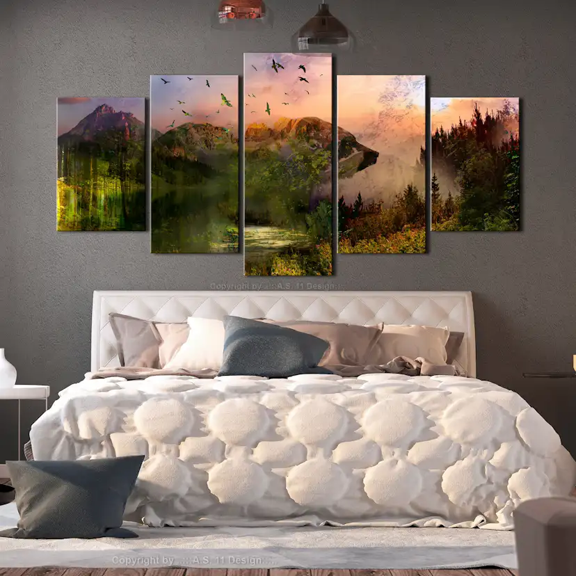 Tavla Arkiio Bear In The Mountain Wide 5 delar