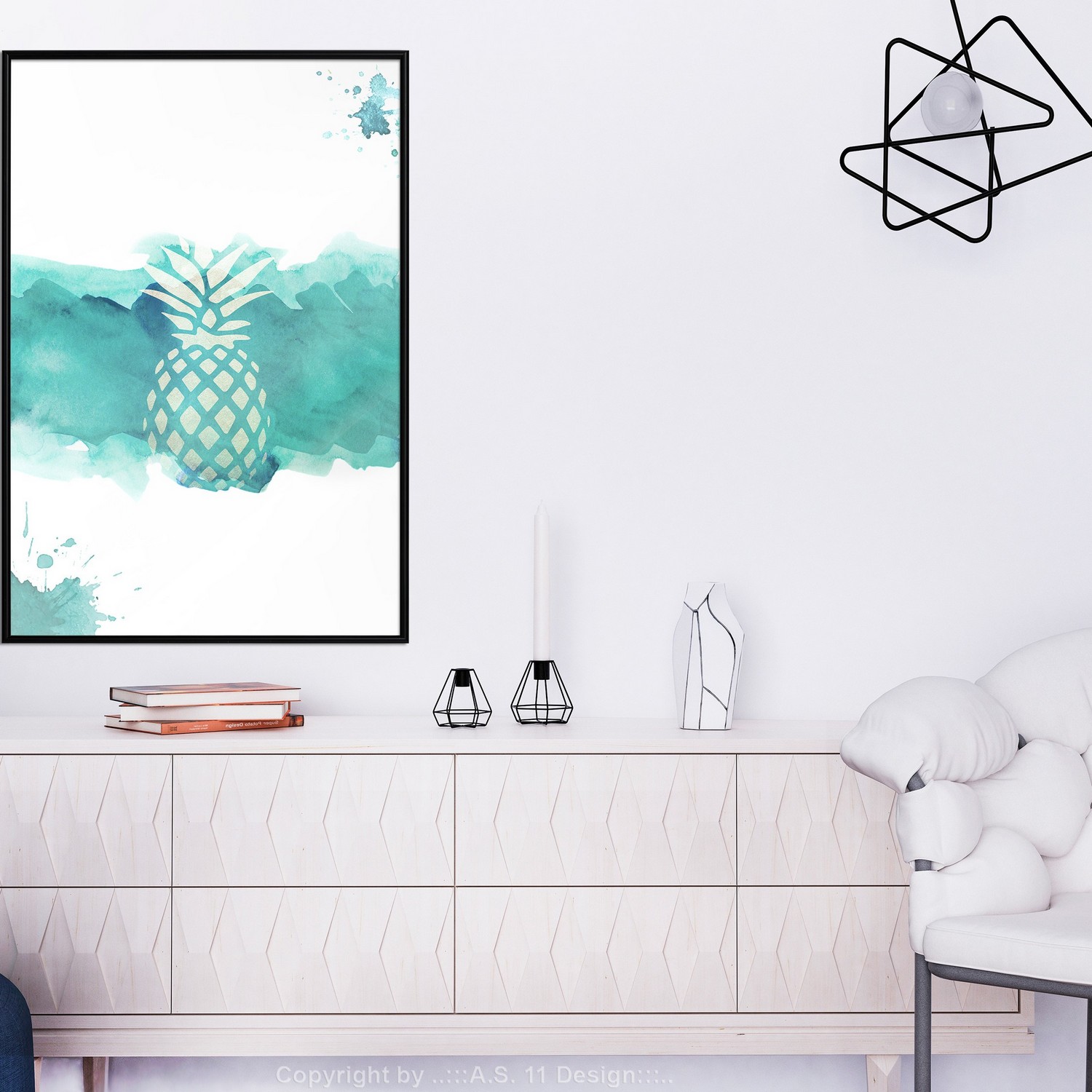 Poster Artgeist Affisch Pineapple in Watercolours