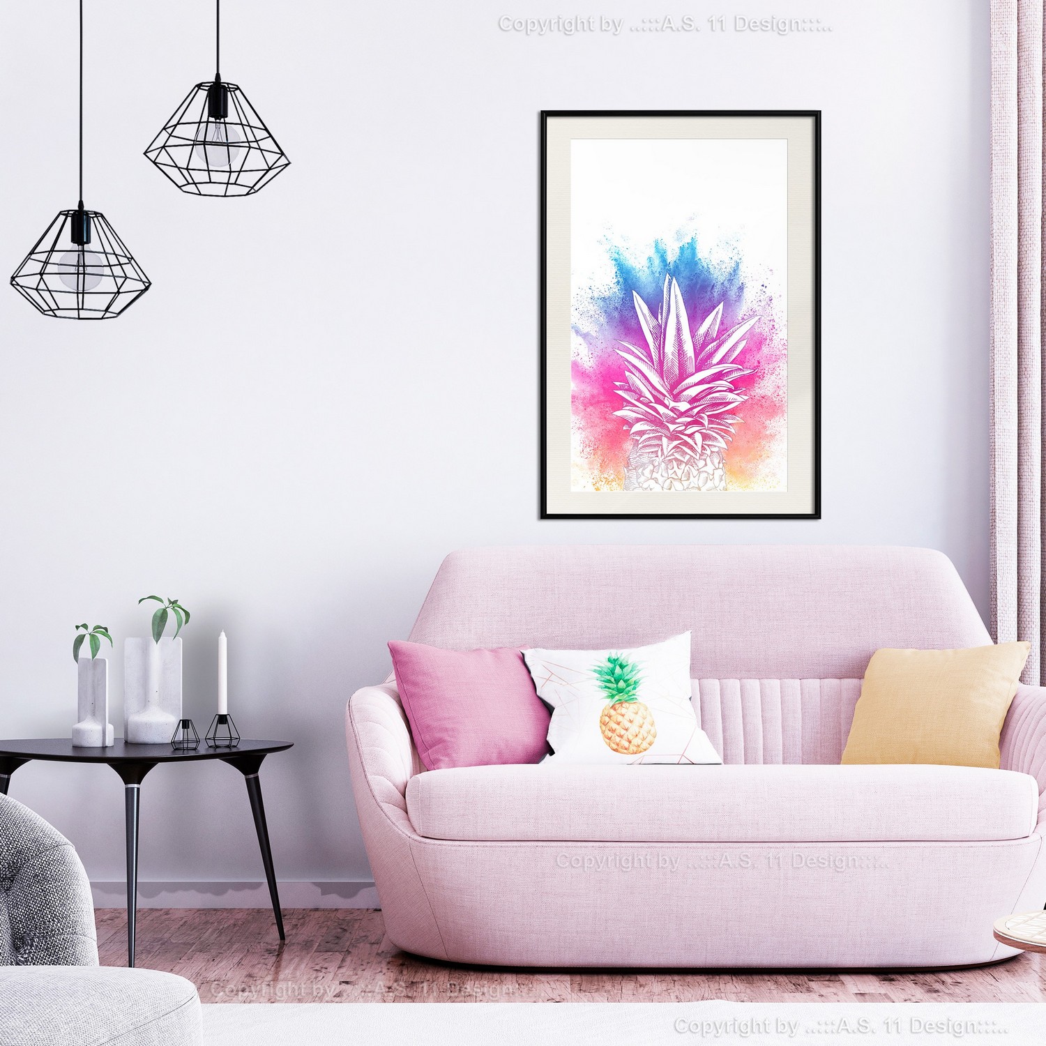 Poster Artgeist Affisch Colourful Pineapple