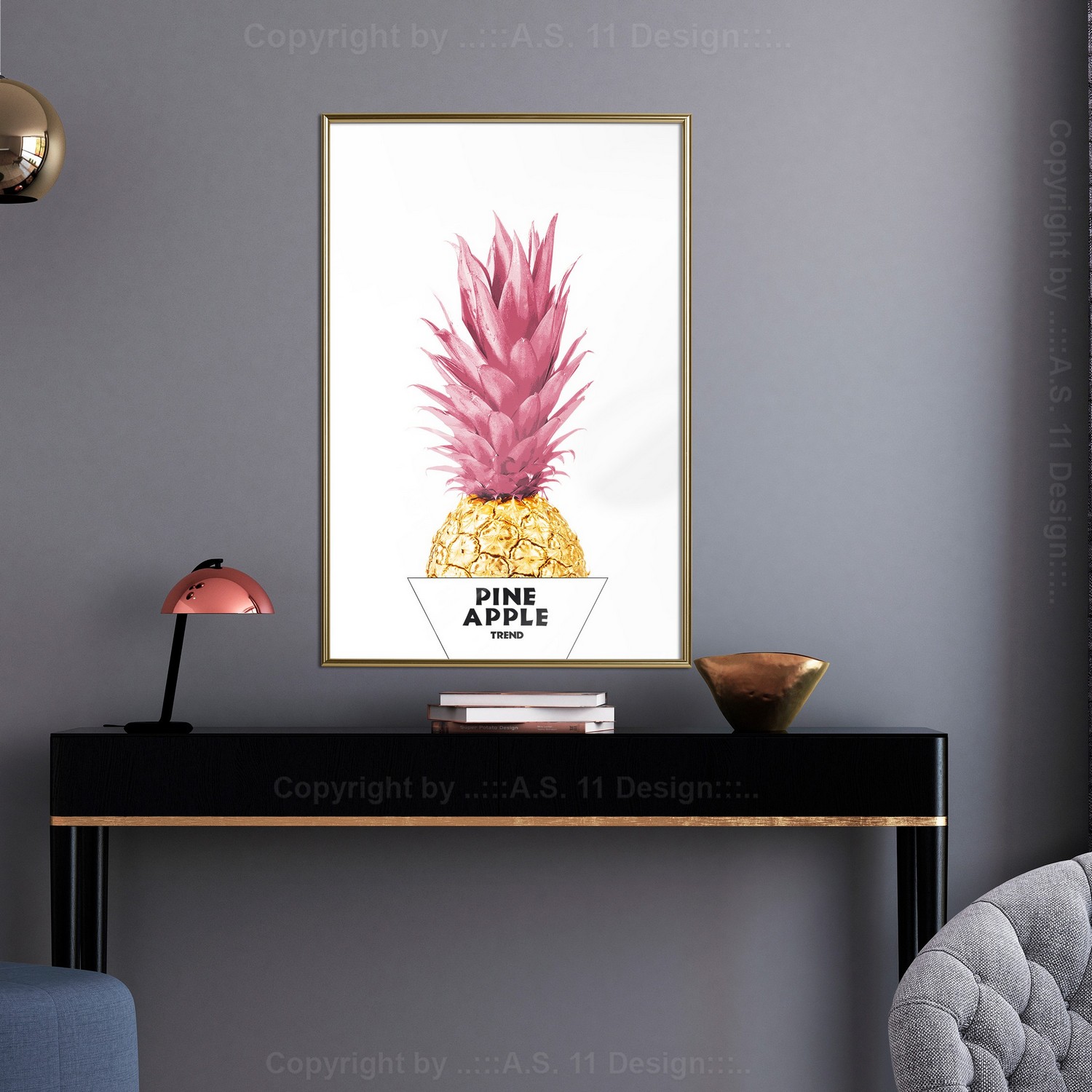 Poster Artgeist Affisch Golden Pineapple