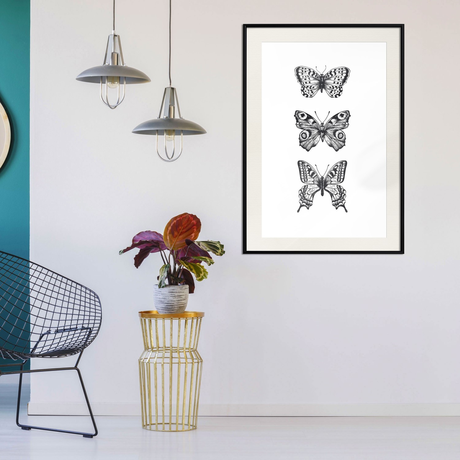 Poster Artgeist Affisch Three Butterflies