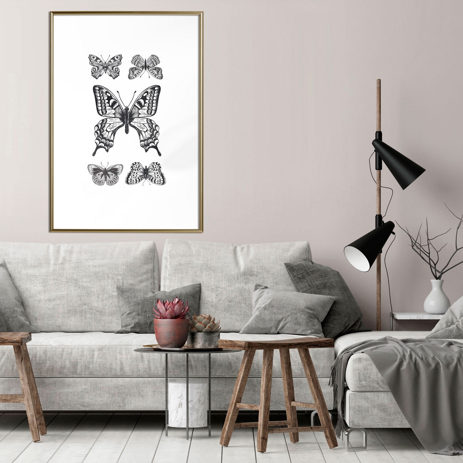 Poster Artgeist Affisch Five Butterflies